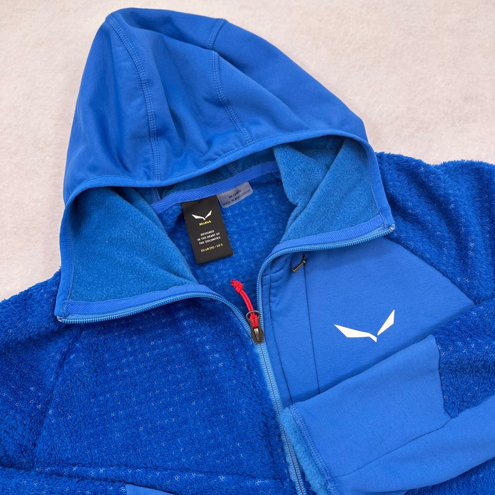 Salewa Ortles 2 PTC Highloft Full Zip Hooded Fleece Jacket Blue Mens US Small